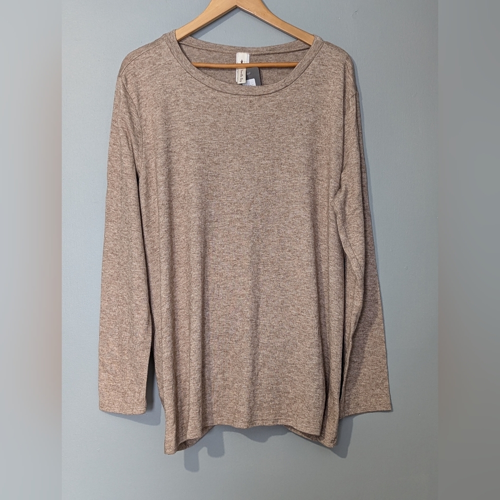 Silver Icing Vanilla Bay Beige Knit Sweater Women's 2X Soft Minimalist Capsule